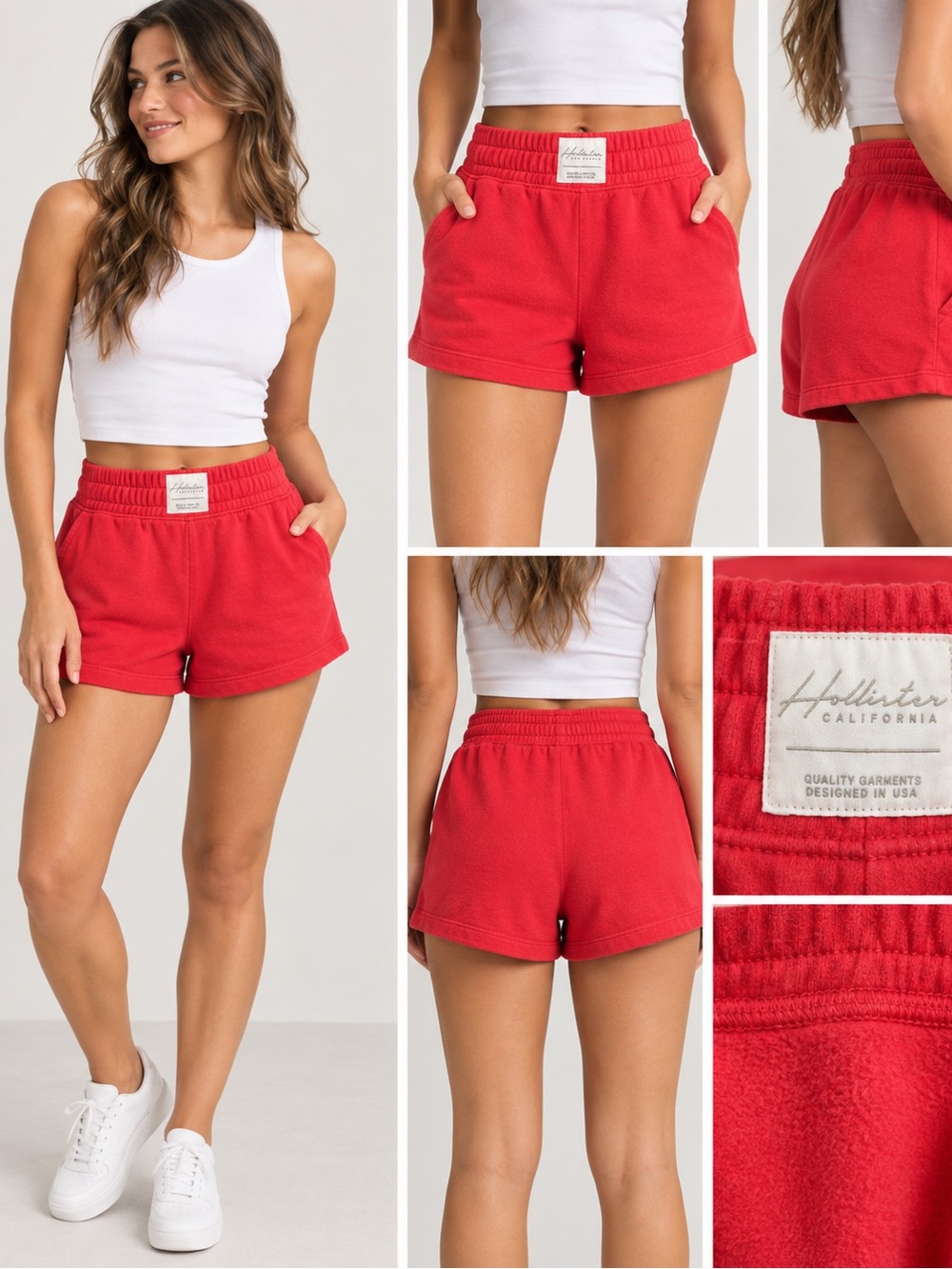 Hollister California Ultra High-Rise Red Sweat Shorts Women’s Size Medium